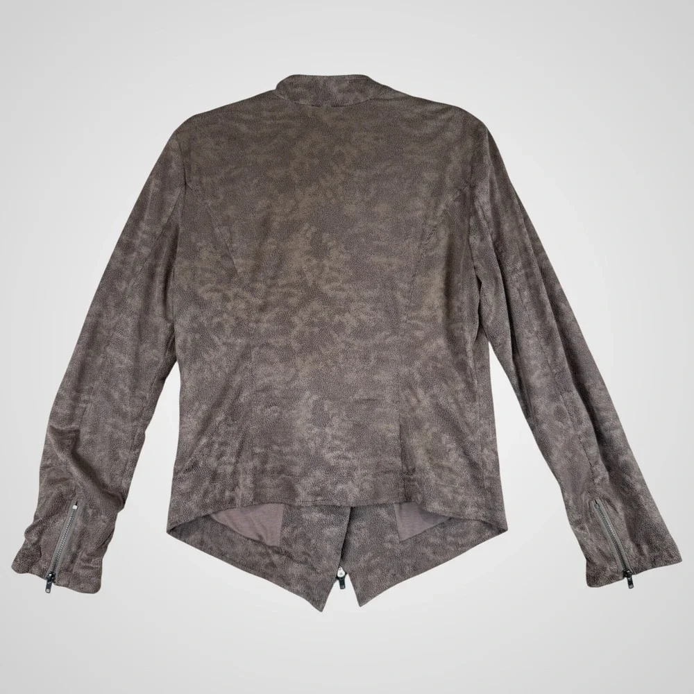 Miilla Womens Faux Suede Leather Brown Moto Jacket Size S Cropped Neutral Boho - Picture 4 of 11